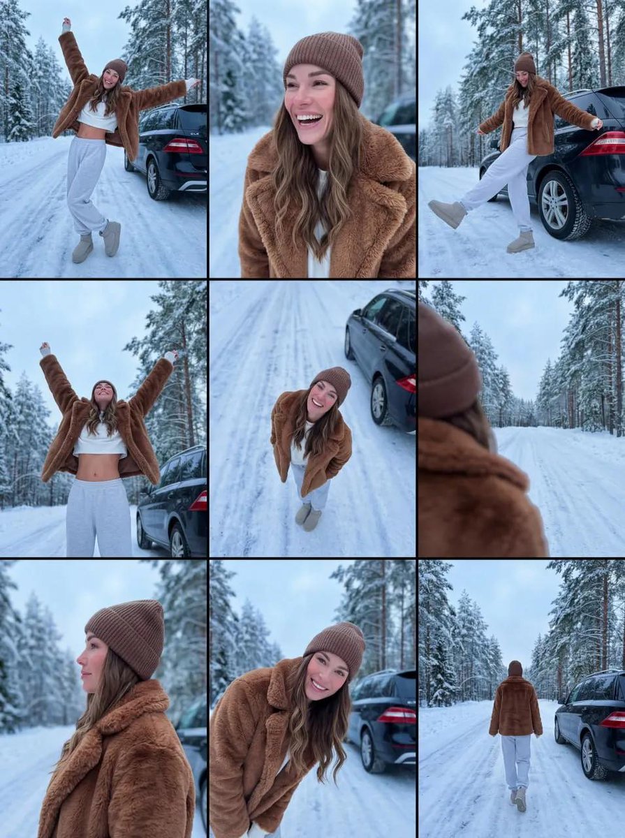 Lifestyle Collage of Woman in Winter Forest — example 1