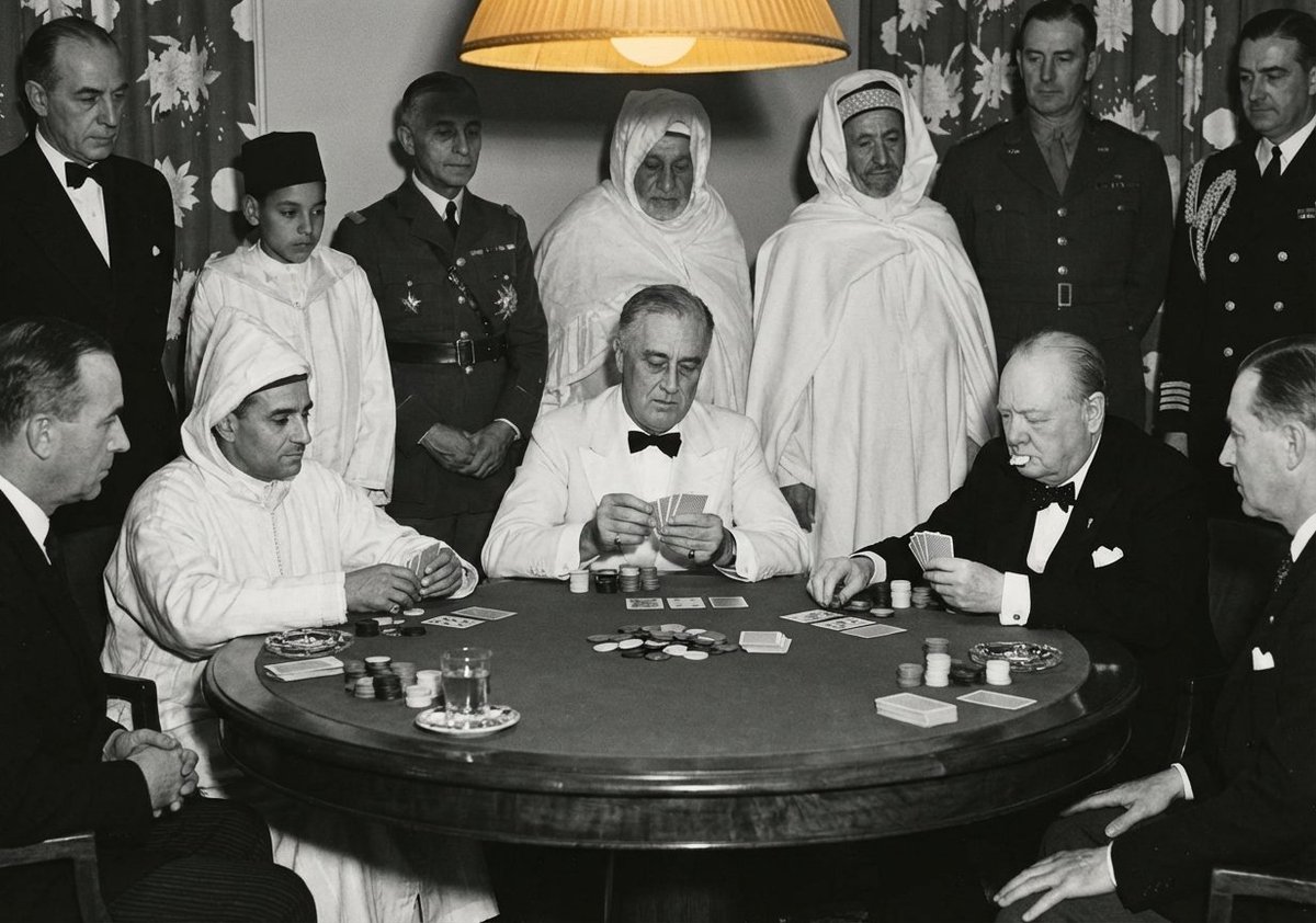 Leaders playing poker scene — example 2
