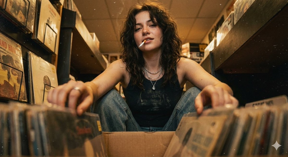 90s Grunge Record Store POV — example 1