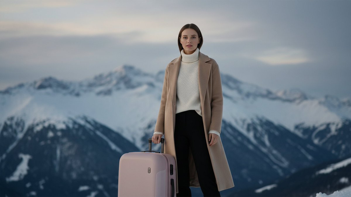 Cinematic Editorial in Snowy Mountains — example 1