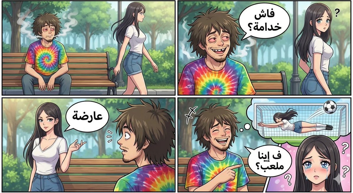 Visual story cartoon for a Moroccan Arabic joke — example 2