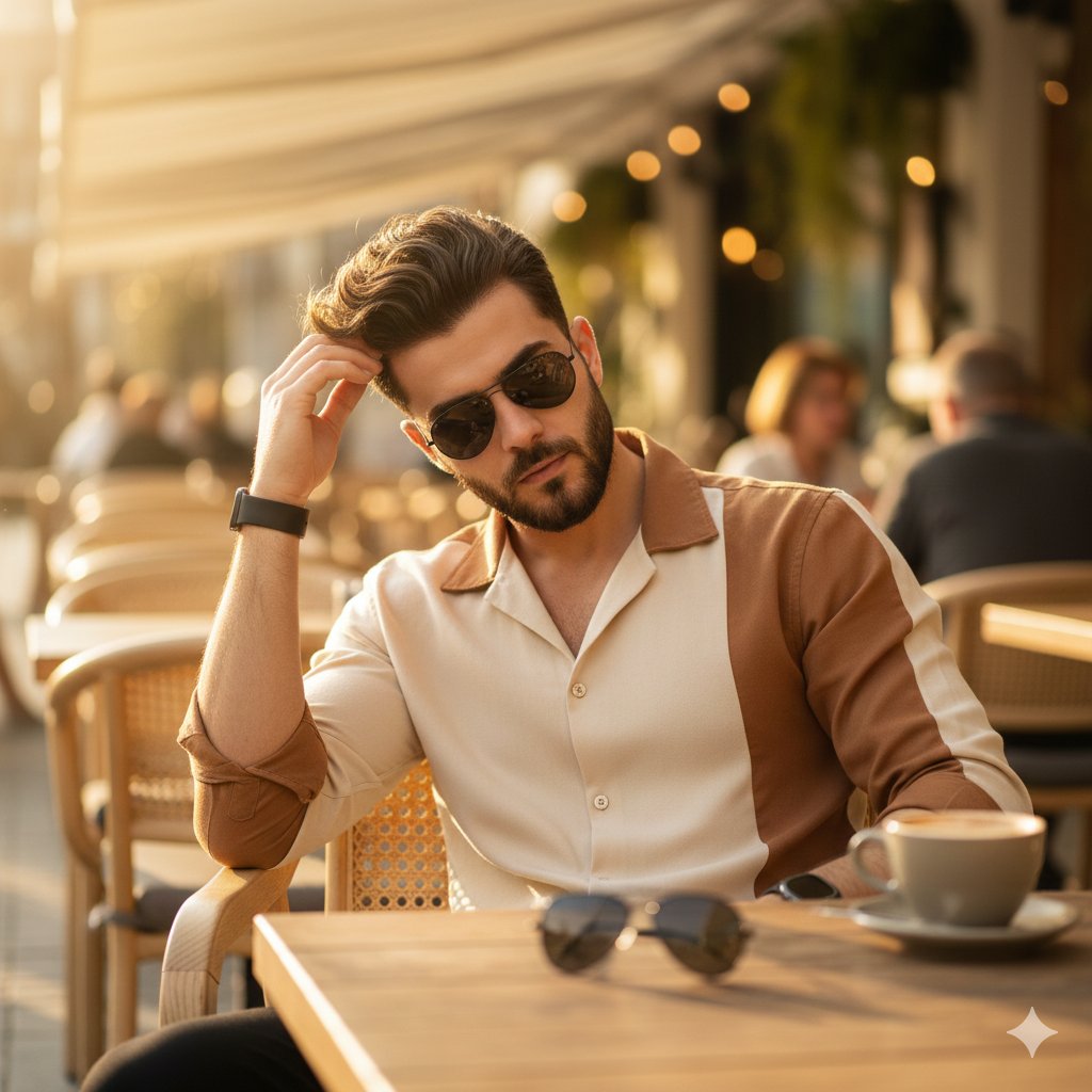 Ultra-Realistic 8K Lifestyle Portrait at Modern Café — example 1