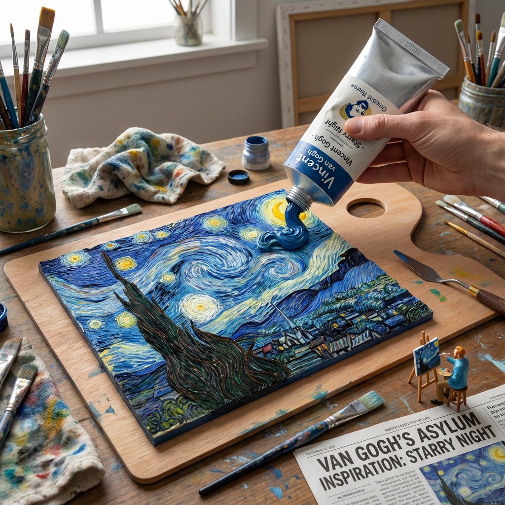 Paint Tube Squeeze: Starry Night in 3D Relief — example 1