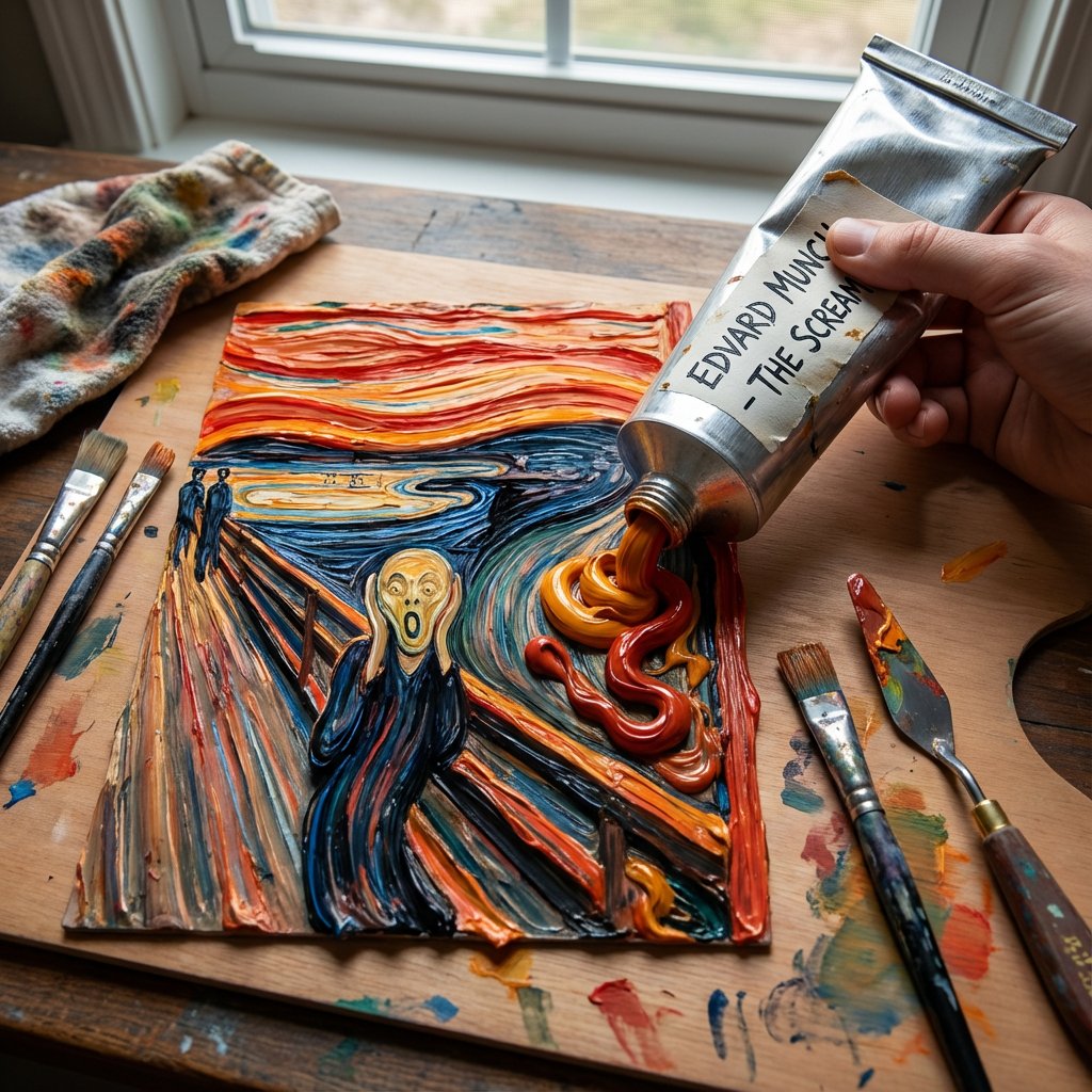 Paint Tube Squeeze: Famous Asian Painting in 3D Relief — example 1