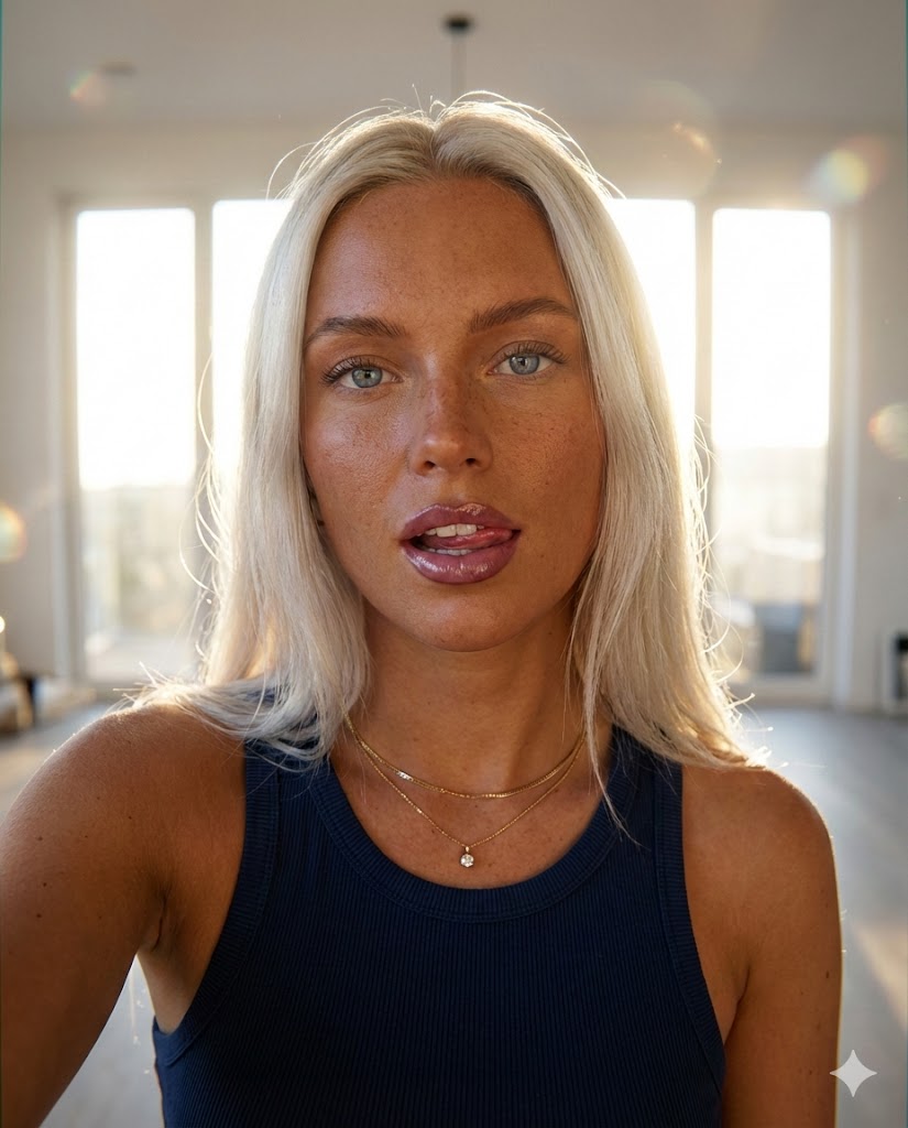 Sunkissed Glamour Tight Crop Selfie at Golden Hour — example 1