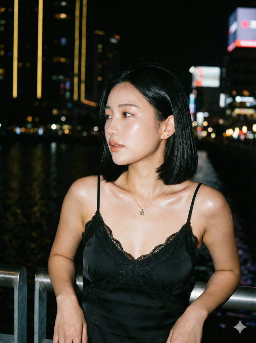 Ultra Photorealistic Nighttime Portrait with Flash — example 1