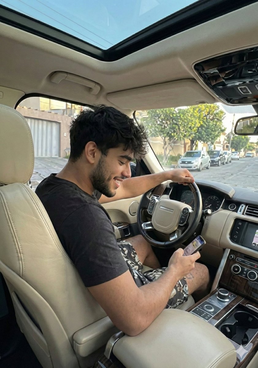 Casual Young Man in Luxury Car Interior — example 1