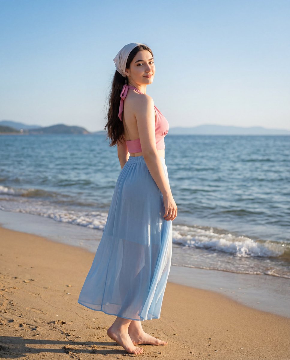Sun-Kissed Beach Portrait with Identity Lock — example 1