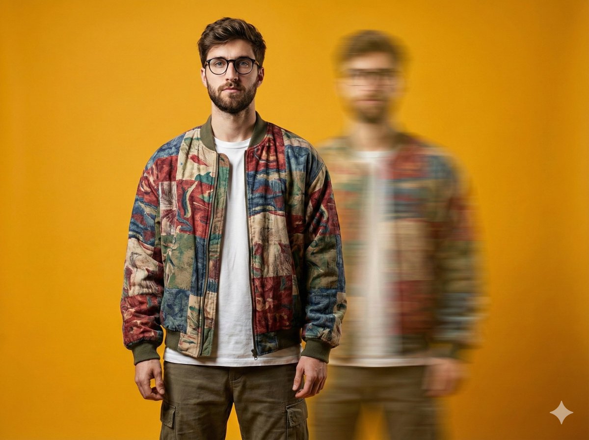 Avant-Garde Fashion Portrait with Ghost Duplicate