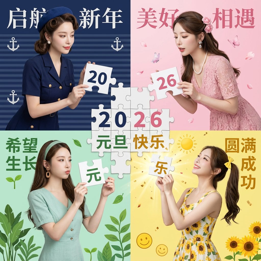 New Year's Day Special: Four-Panel Puzzle for 2026 Blessing — example 1