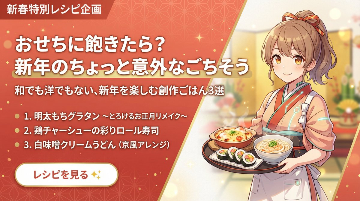 New Year Recipe Article Eyecatch Image Prompt (Neo-Japanese Style) — example 1