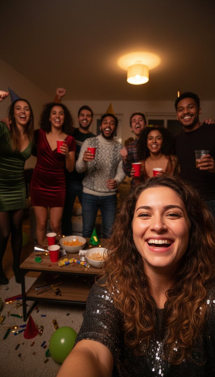 Realistic Group Selfie with Smartphone Flash Effect — example 1