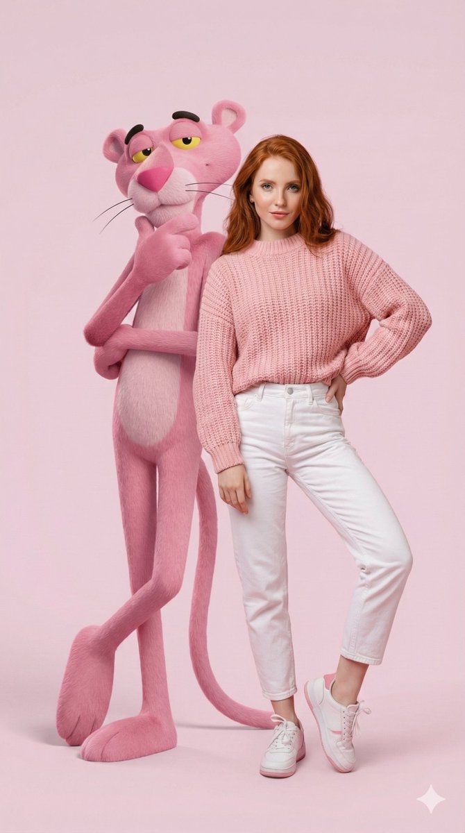 Hyper-Realistic Portrait with Giant Pink Panther — example 1