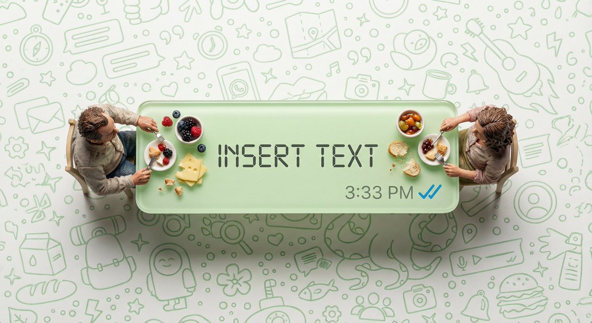 WhatsApp Speech Bubble Dining Table Macro Shot — example 2