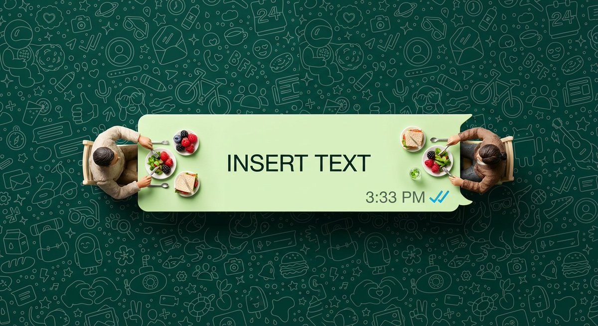 WhatsApp Speech Bubble Dining Table Macro Shot — example 3
