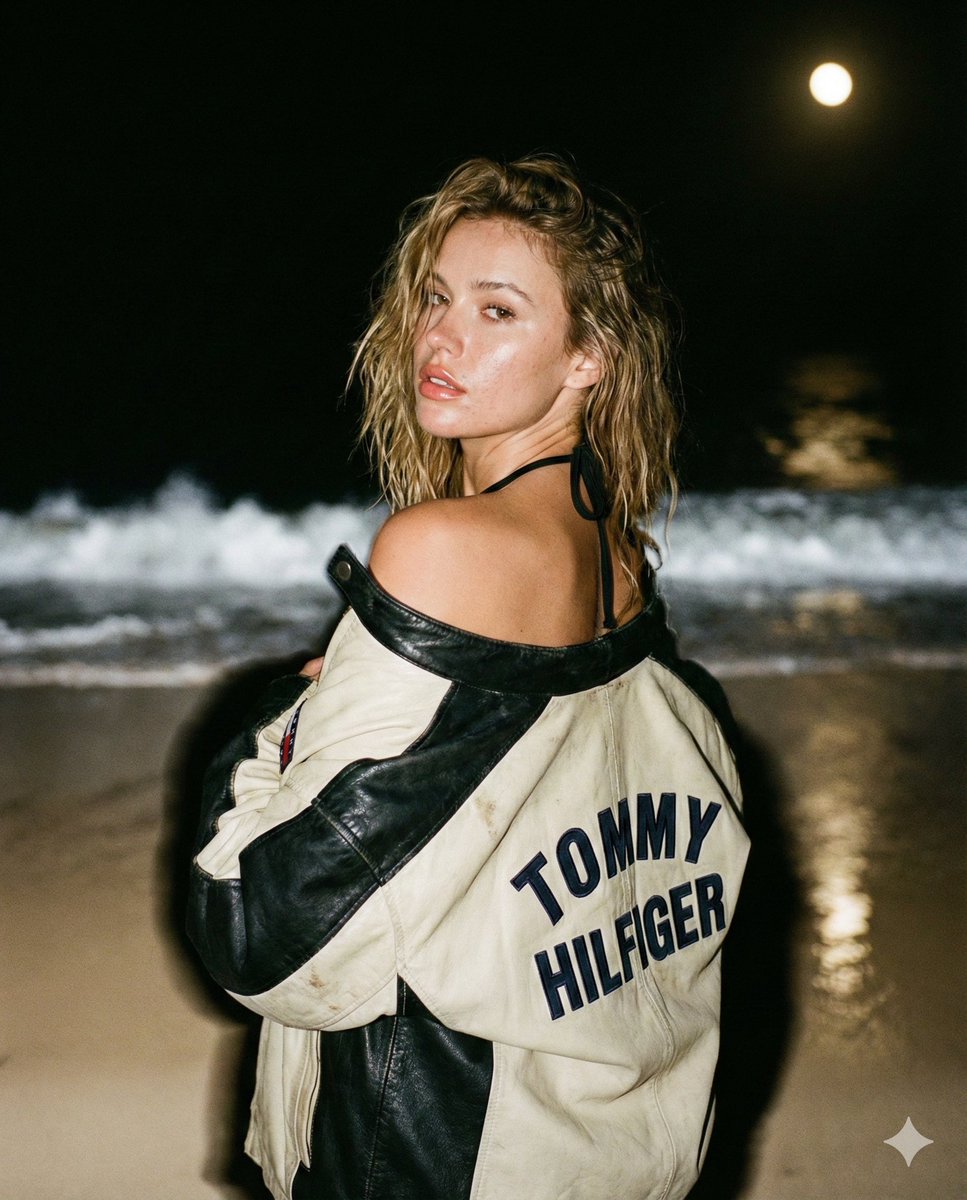 Candid Celebrity Flash Photo on a Night Beach — example 1