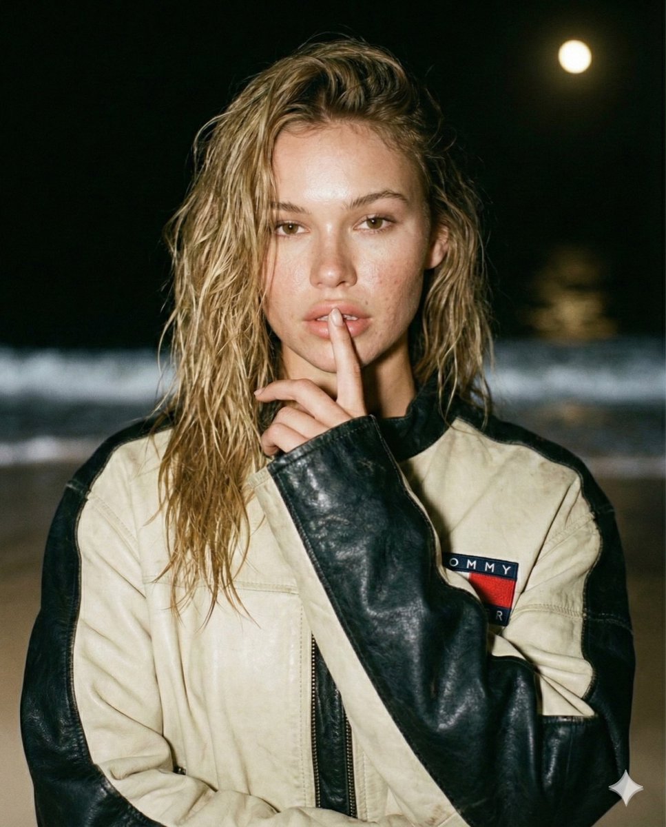 Candid Celebrity Flash Photo on a Night Beach — example 2