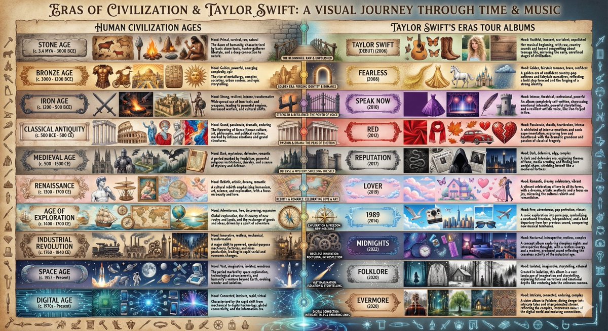 Taylor Swift Eras Tour vs. Human Civilization Ages Comparison