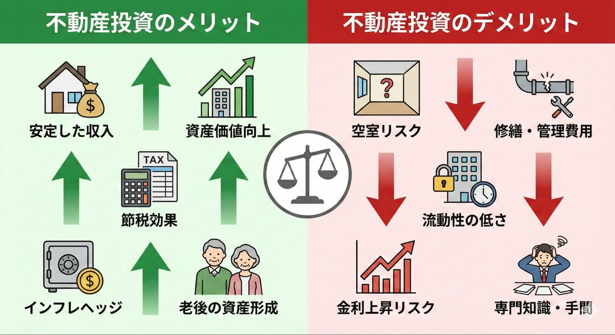 Pros and cons of real estate investment infographic — example 1