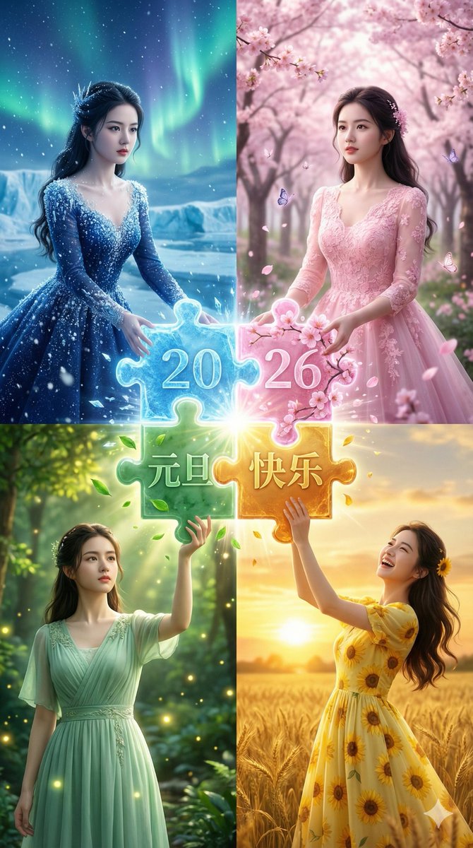 Four Seasons Puzzle for 2026 New Year Greeting — example 1