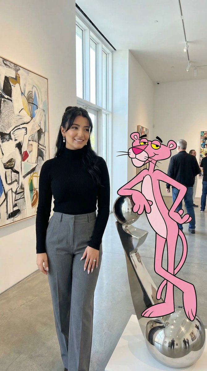 Ultra Photoreal Cartoon Reality Scene with Pink Panther — example 1