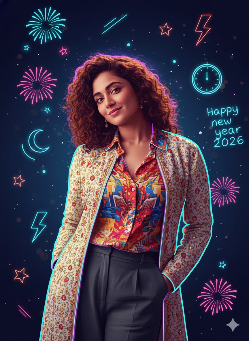 Sigma Dark Neon New Year 2026 Doodle Illustration Prompt — example 1