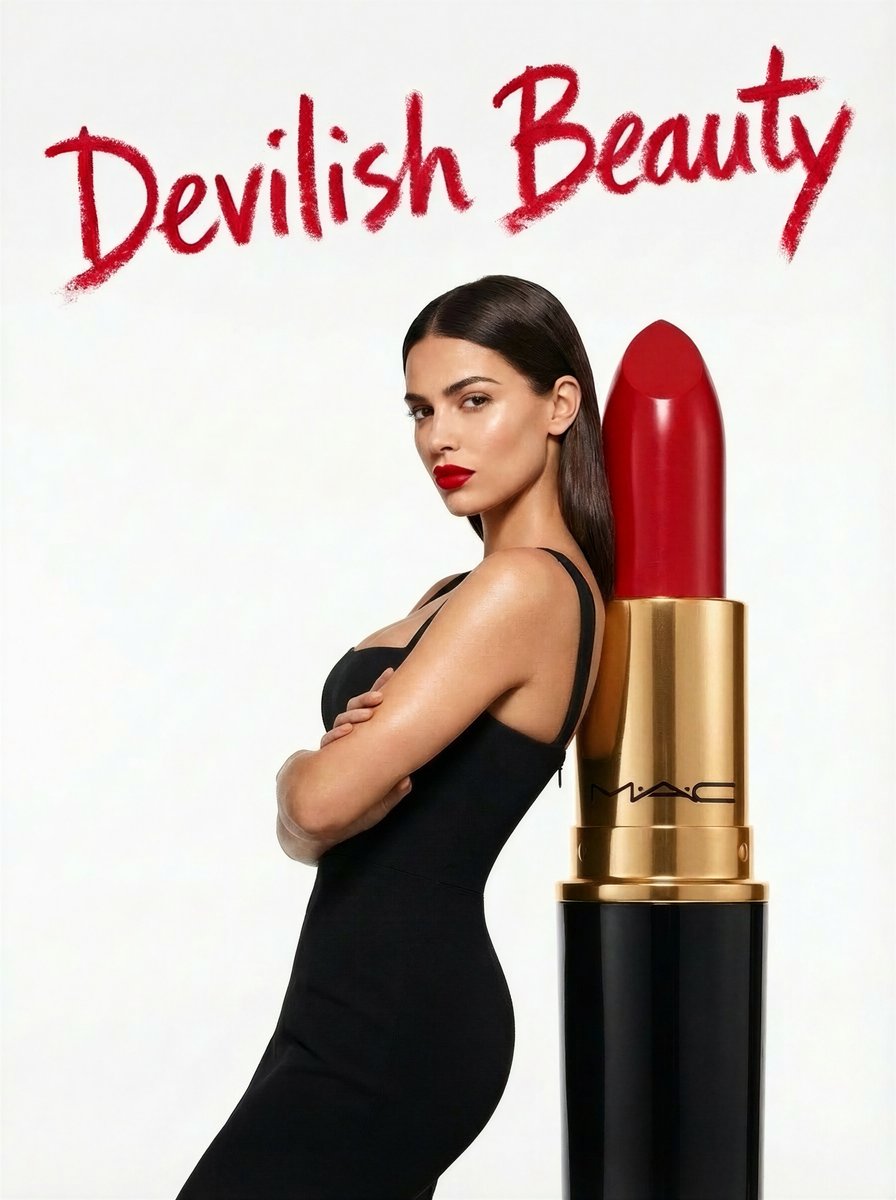 Devilish Beauty Lipstick Advertisement Prompt — example 1
