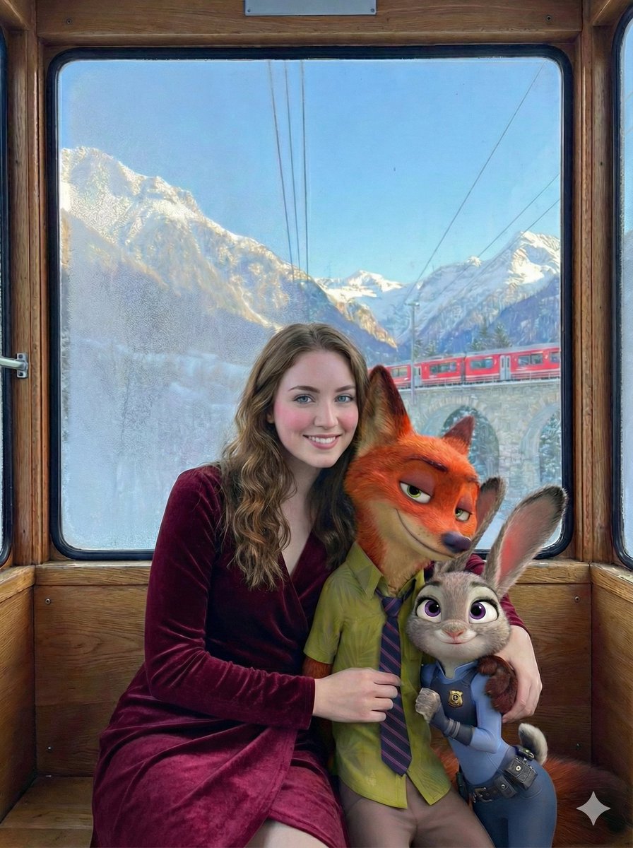 Cinematic Winter Train Scene with Animated Characters — example 1