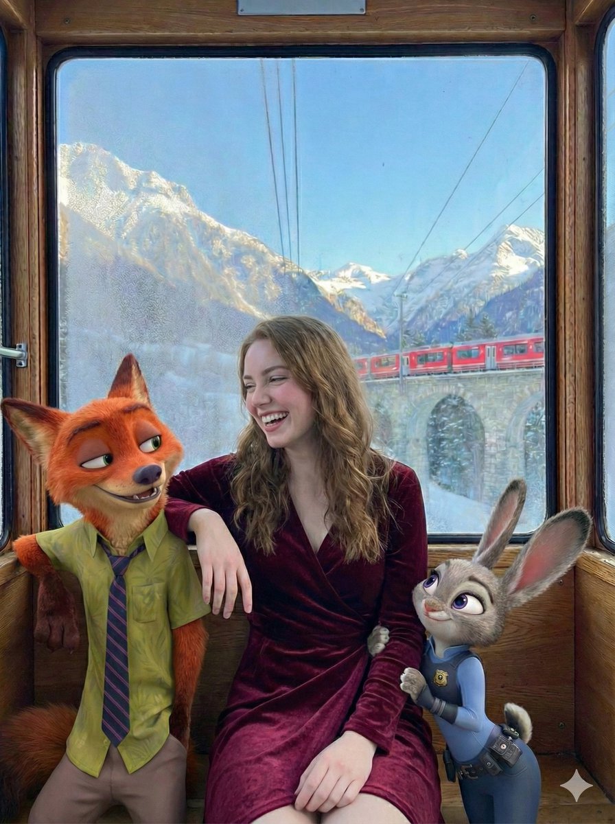 Cinematic Winter Train Scene with Animated Characters — example 2
