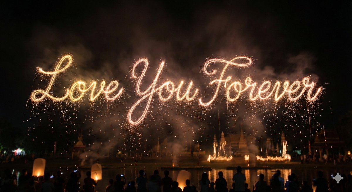 Glowing Text Fireworks — example 2