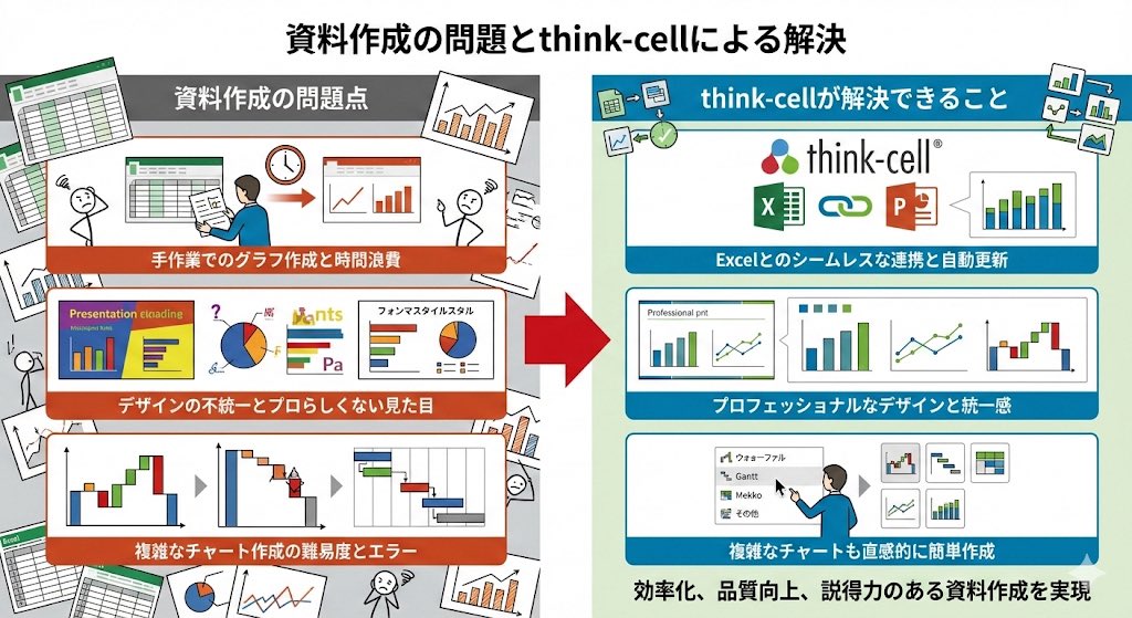 Visual explanation of Think-cell solving document issues — example 1