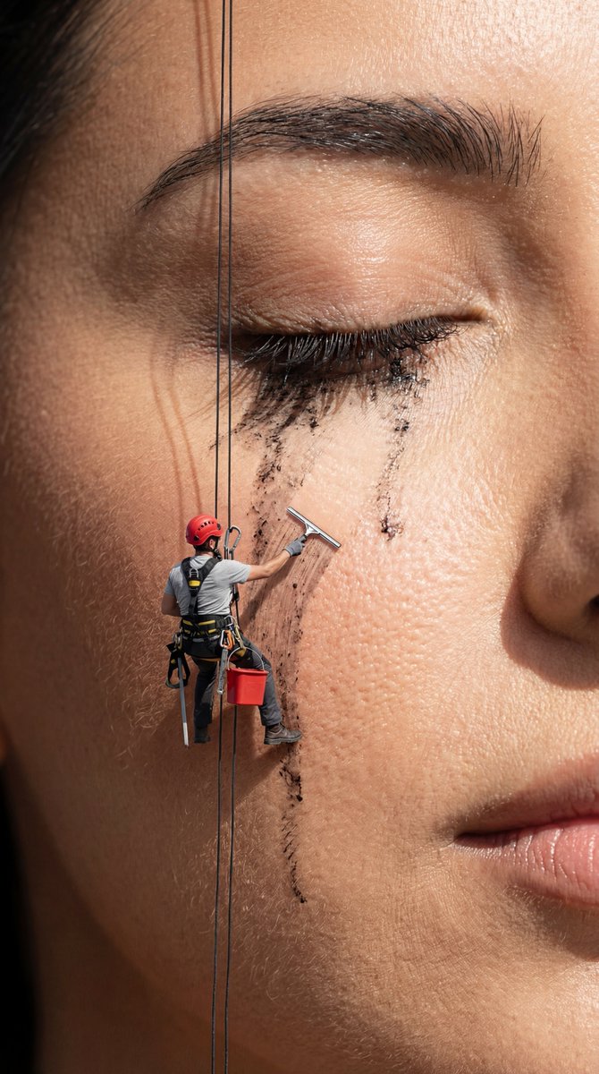 Surreal Macro Advertising Concept: Mascara Cleanup — example 1