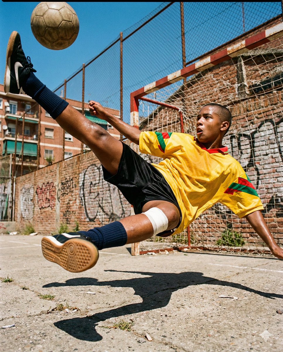 Hyper-Realistic Urban Soccer Bicycle Kick Action Shot — example 1