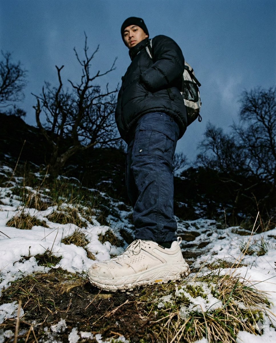 Gorpcore Editorial: Extreme Worm's-Eye View of Hiking Boot — example 2