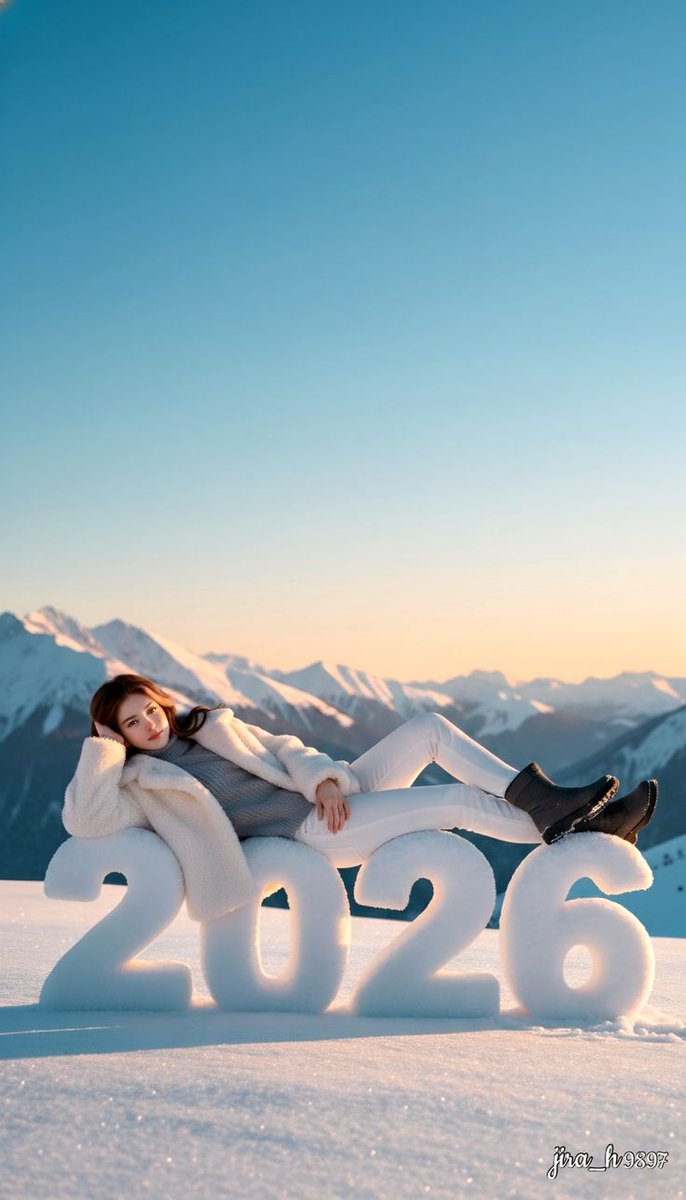 Luxurious New Year 2026 Portrait on a Snowy Mountain — example 1