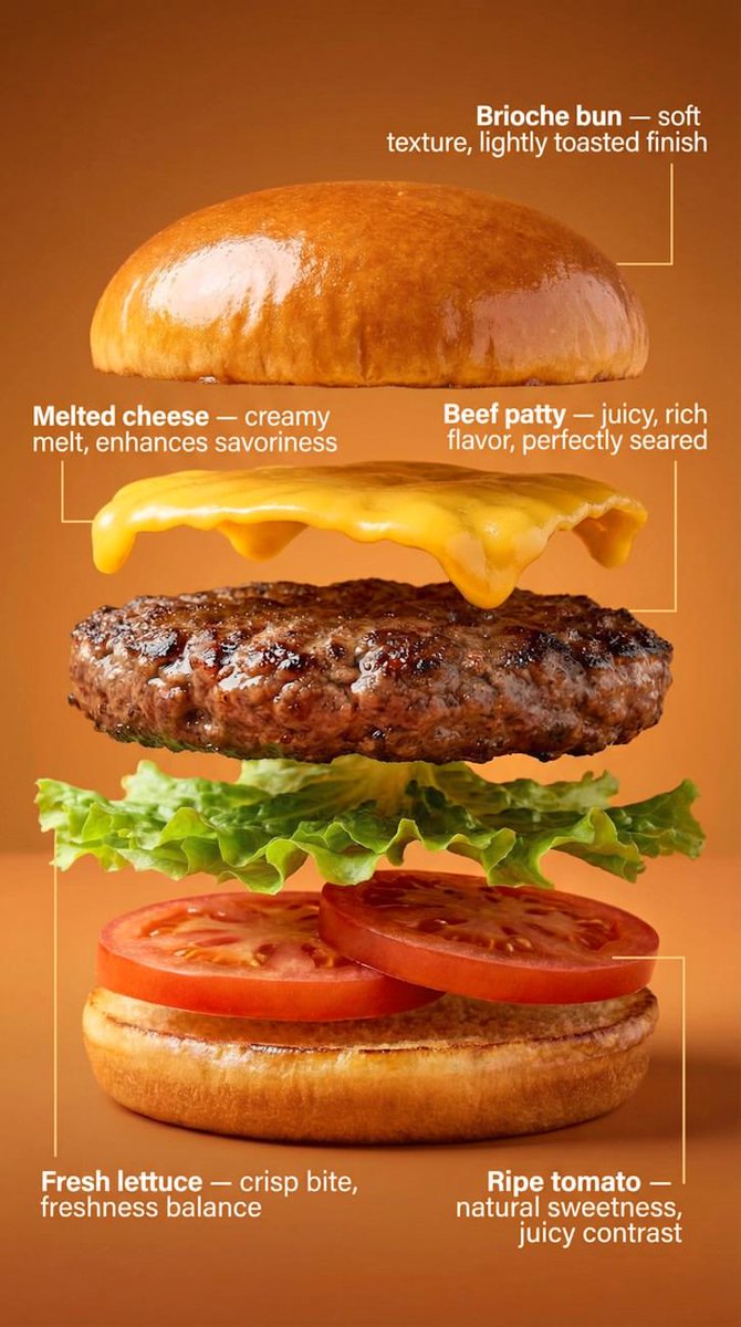 Exploded-View Burger Composition with Annotations — example 1