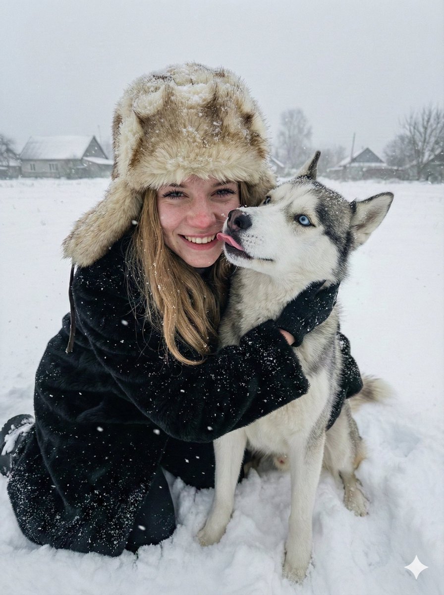 Hyper-realistic Winter Portrait with Siberian Husky — example 2