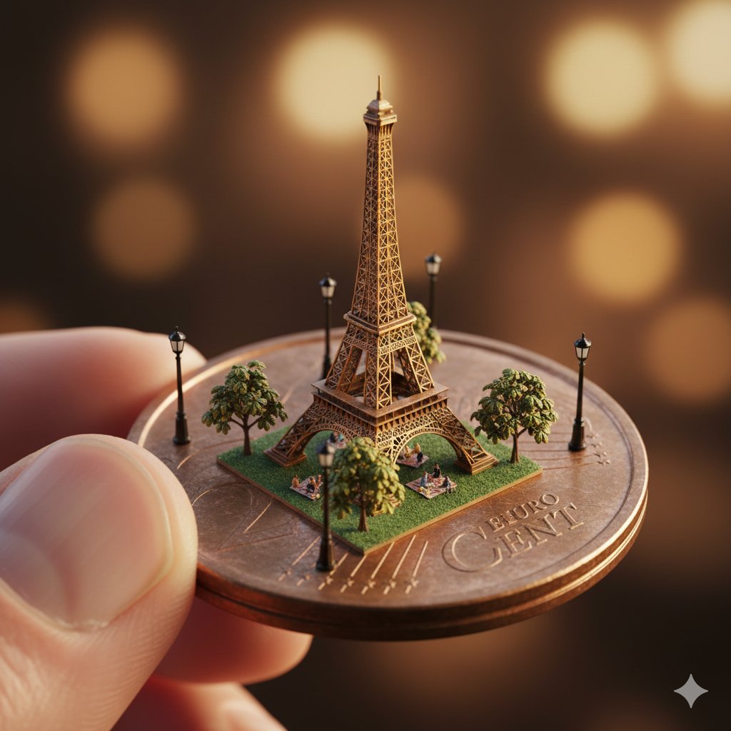 Macro Realism: Miniature Taj Mahal on a Vintage Indian Coin — example 2