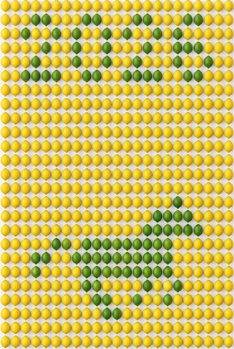 Pixel Art Grid using Fruit Flat-Lay Photography Prompt — example 2