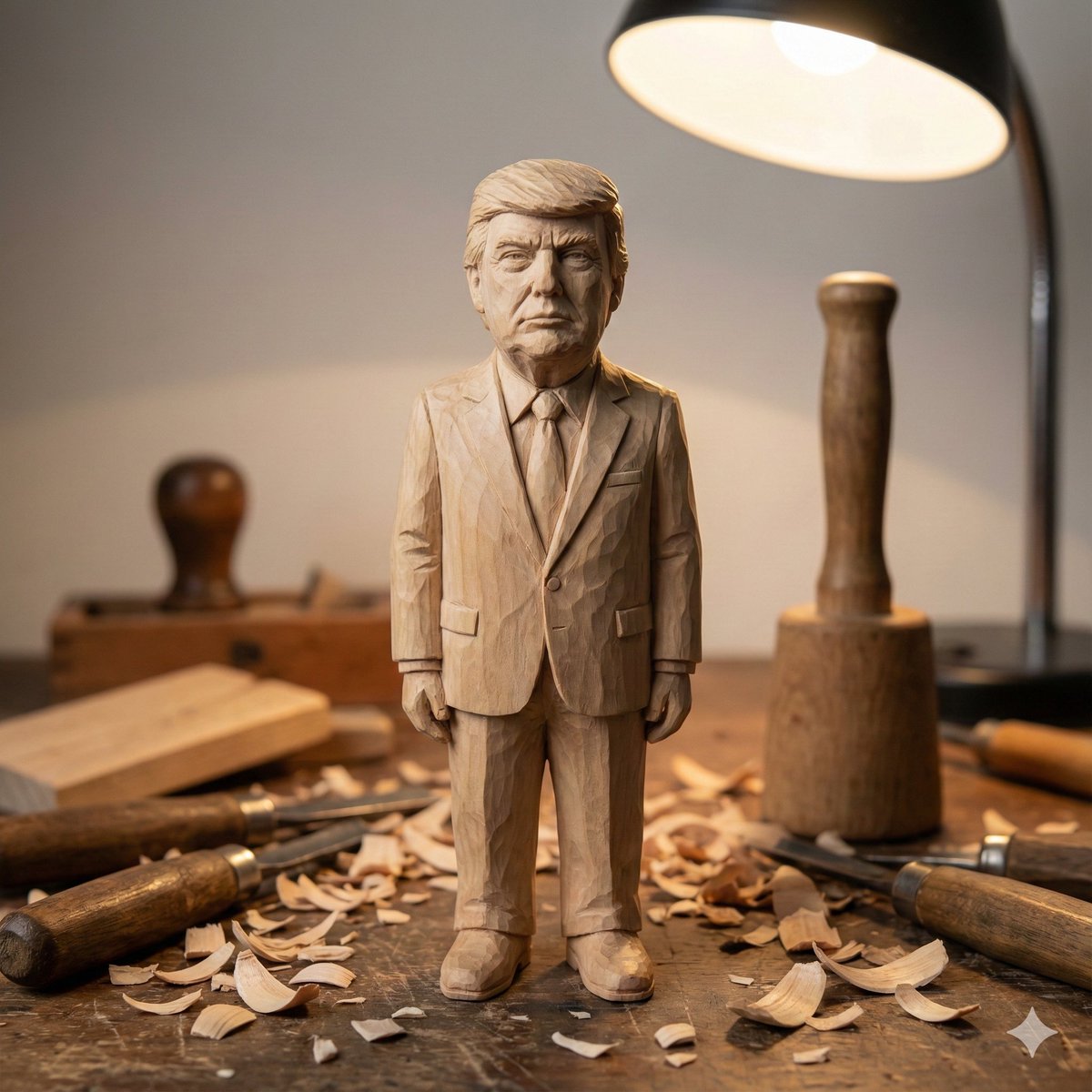 Hand-carved wooden miniature figure prompt — example 2