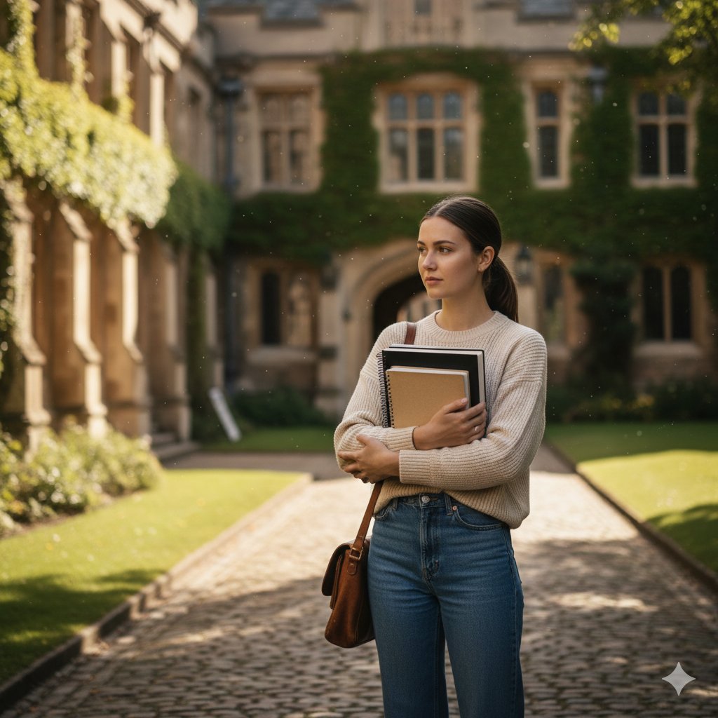 AI image prompt for a girl joining university — example 1