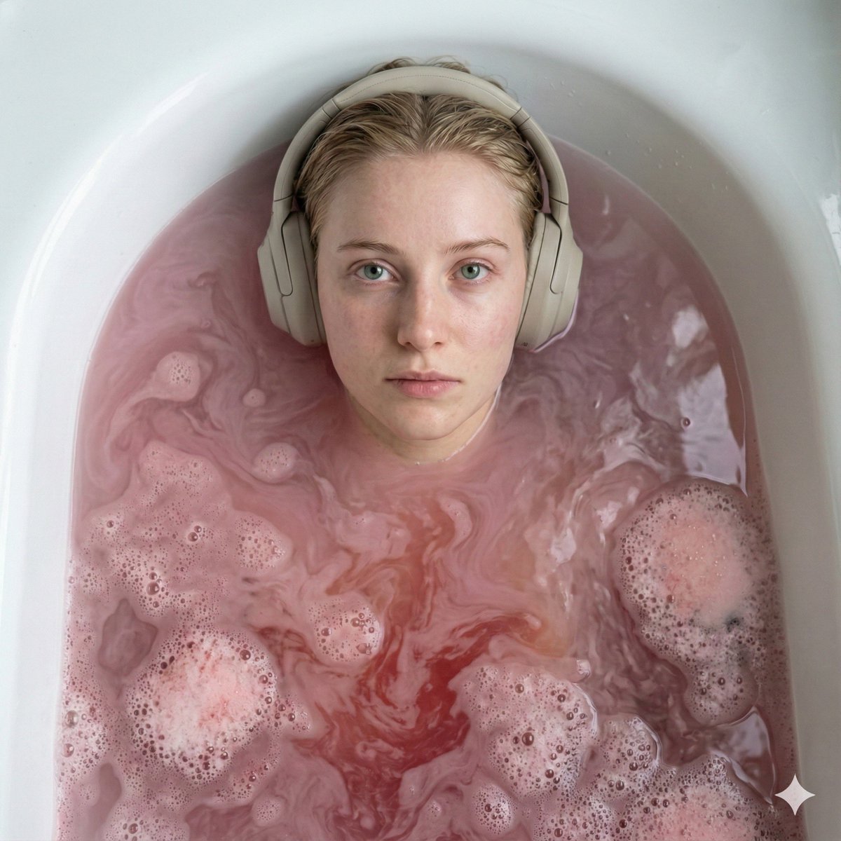 Ultra-Photorealistic Cinematic Portrait in a Bathtub with Noise-Canceling Headphones — example 2