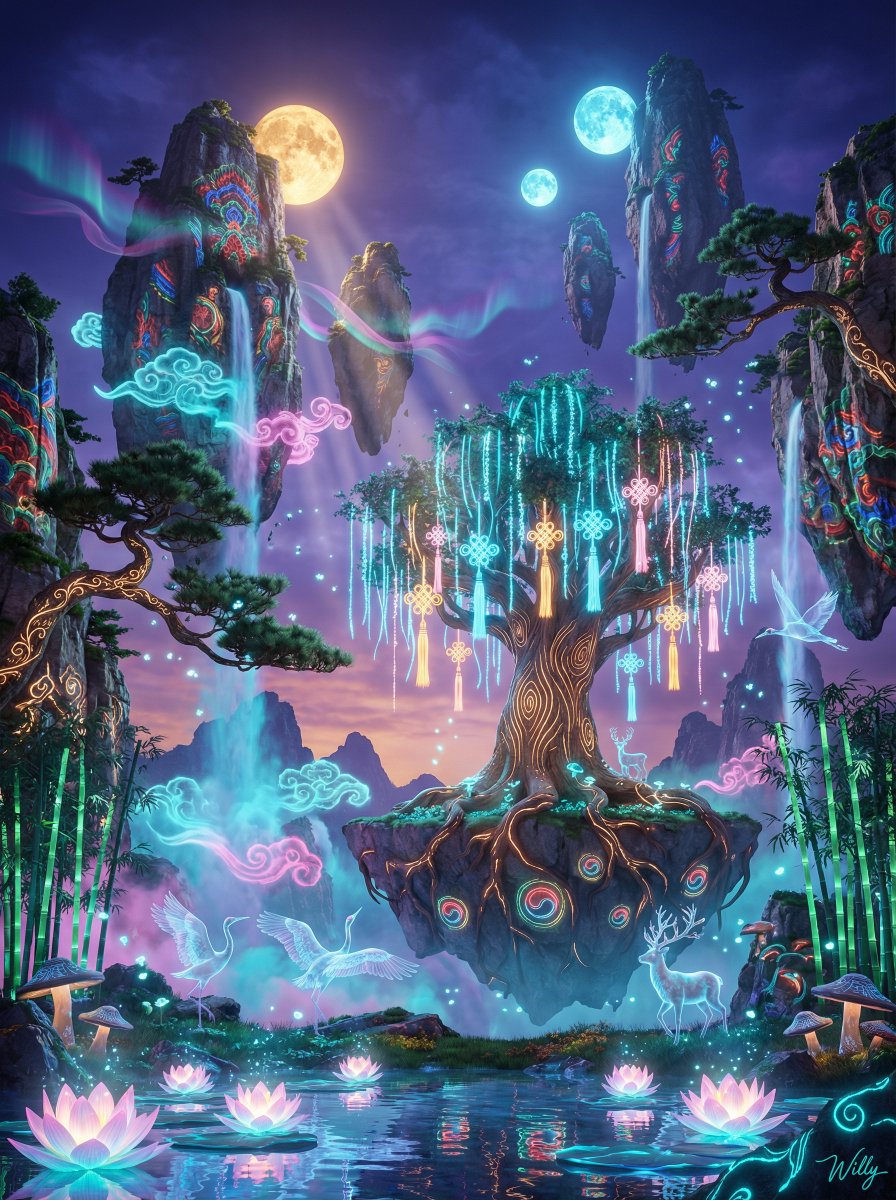 Korean-Inspired Avatar Pandora Floating Mountain Landscape — example 1