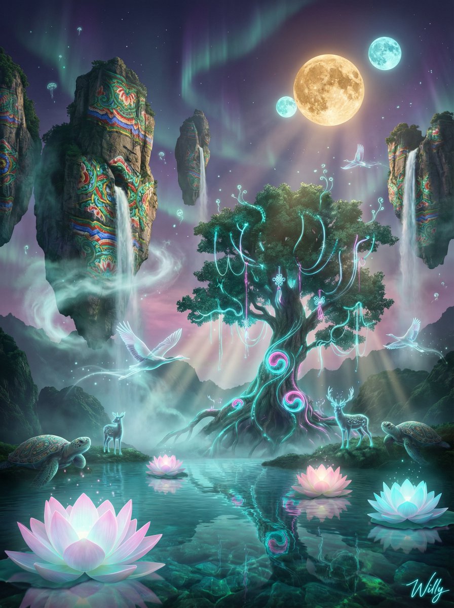 Korean-Inspired Avatar Pandora Floating Mountain Landscape — example 2