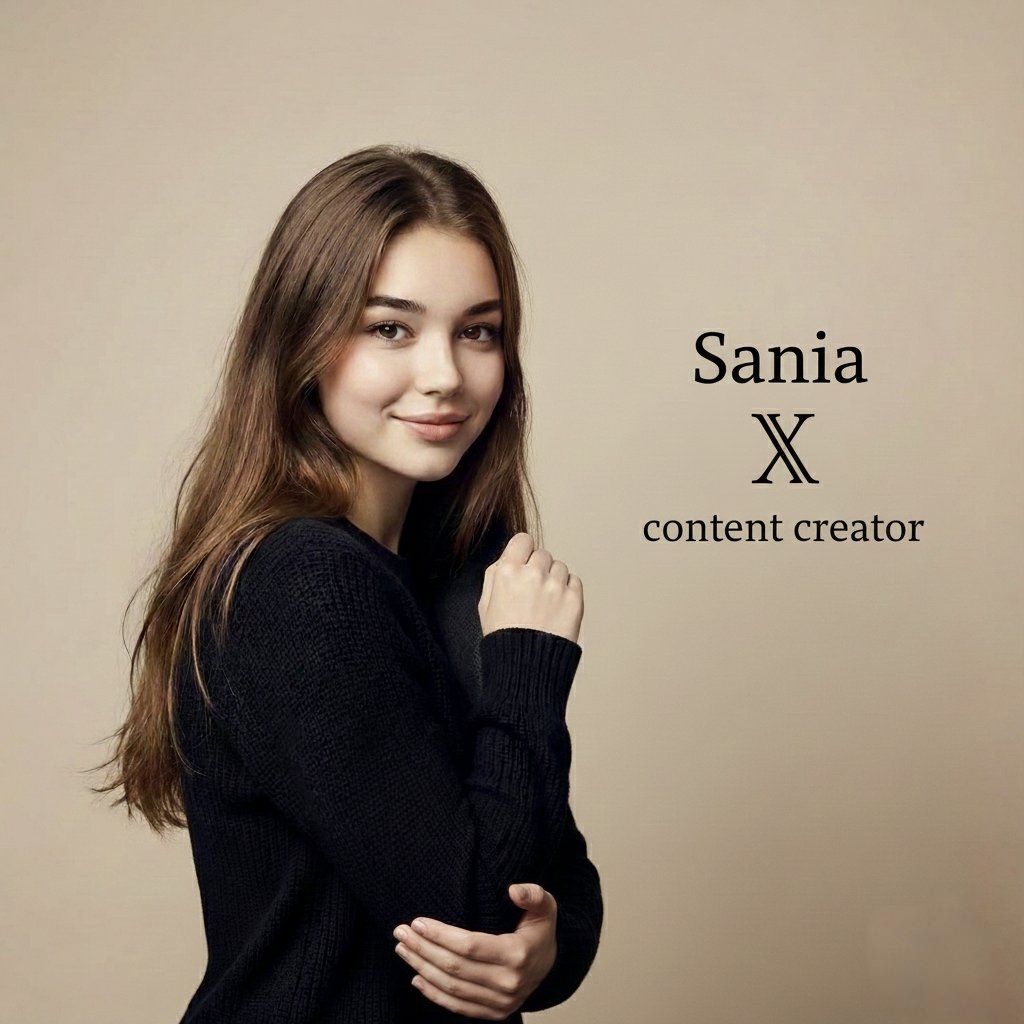 High-end professional studio portrait with custom text overlay