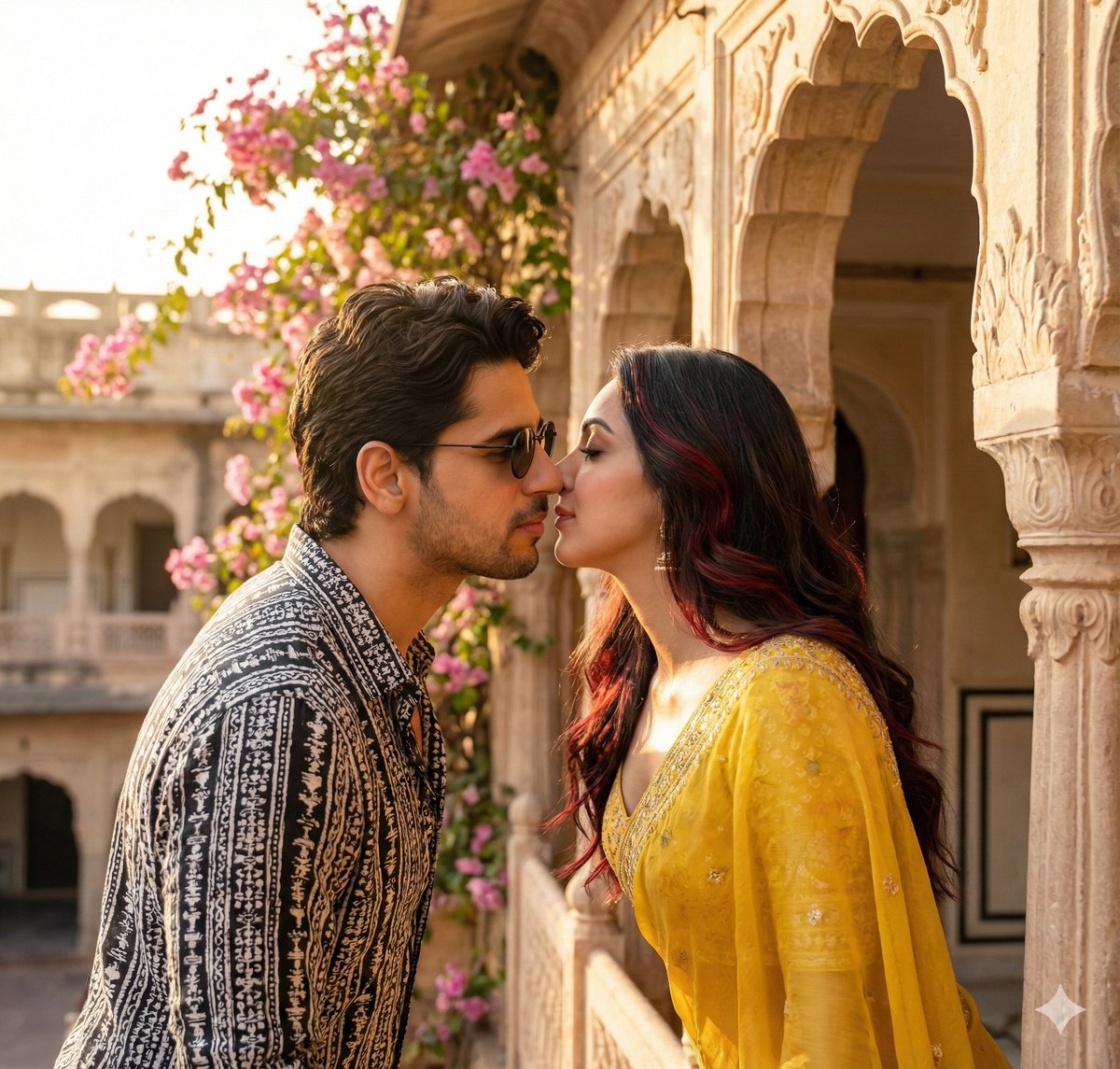 Couple Portrait Prompts (Indian Wedding, Tropical Beach) — example 1