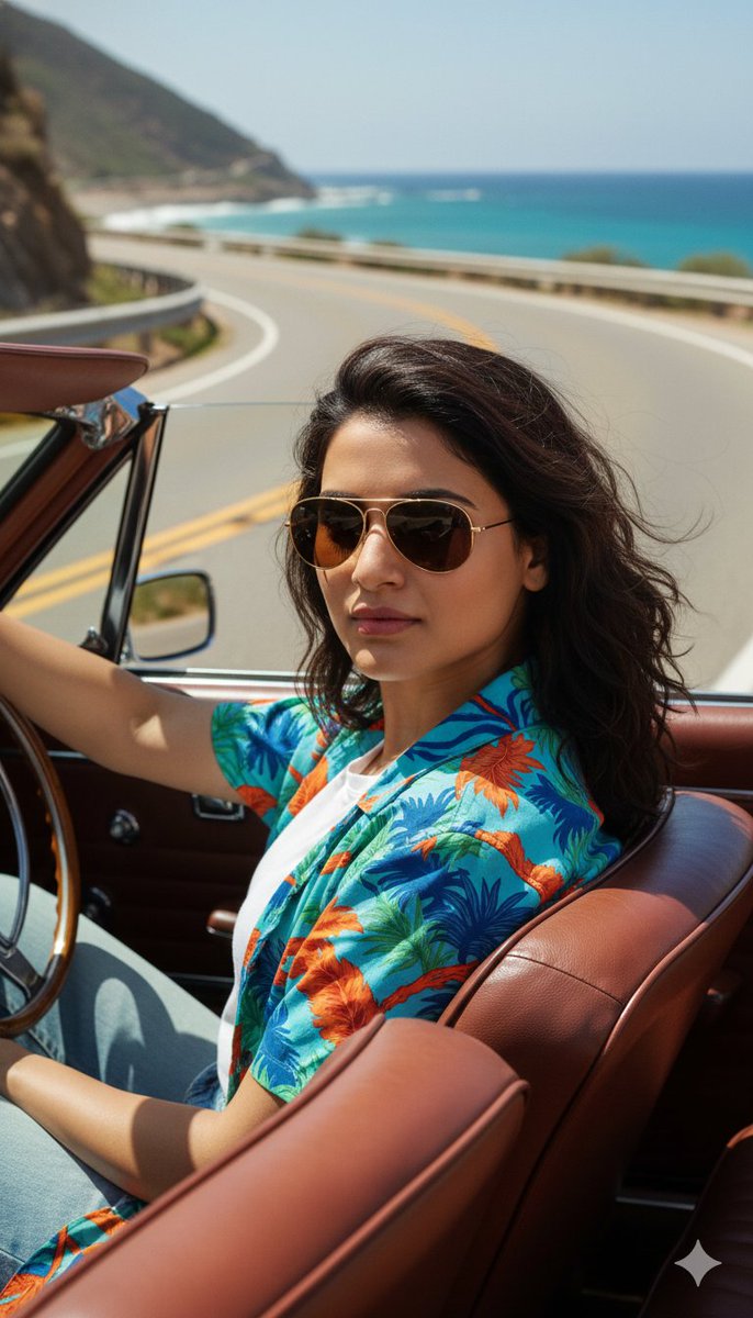 Cinematic Portrait of Man Driving Vintage Convertible — example 1