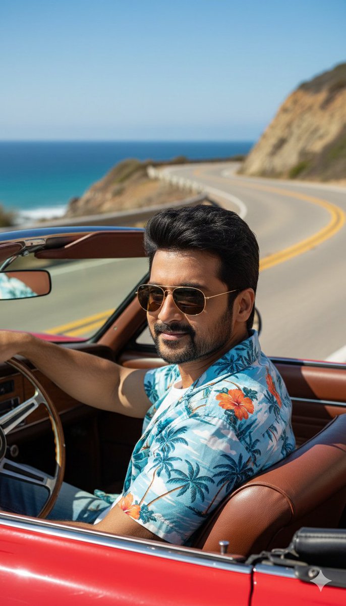 Cinematic Portrait of Man Driving Vintage Convertible — example 3