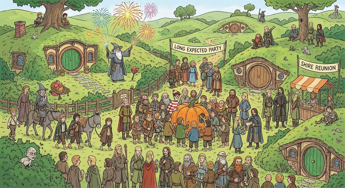 Where’s Waldo-style LOTR in the Shire — example 1