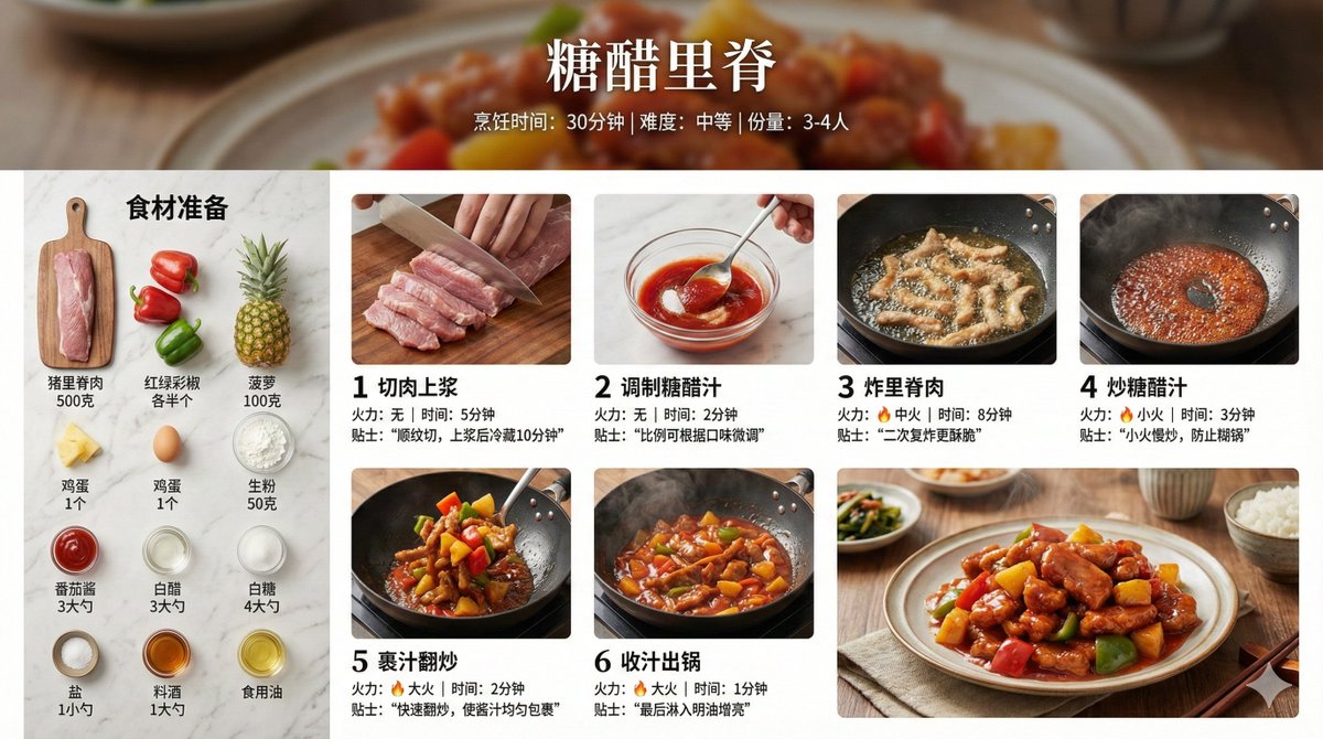 Infographic Prompt for Sweet and Sour Pork Recipe — example 1